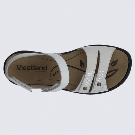 Nu-pieds Westland by Josef Seibel, nu-pieds femme à velcro en cuir blanc