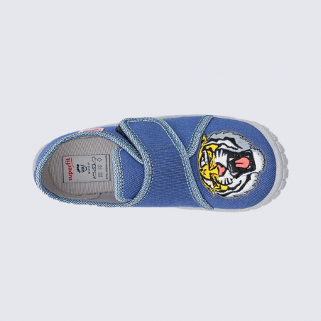 Chaussons Superfit, chaussons à velcros tigre garçon bleu gris tigre