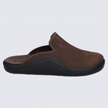 Mules Homme Cuir Bio-line – Sandales Professionnelles De Santé à Bretelles Réglables, Semelle Antidérapante, Noires Taille 44 EU