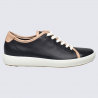 Baskets Ecco, baskets tendances pour femme bi-couleurs beige et noir poudre Baskets Ecco, baskets tendances pour femme bi-couleurs beige et noir poudre