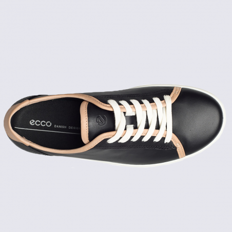 Baskets Ecco, baskets tendances pour femme bi-couleurs beige et noir poudre