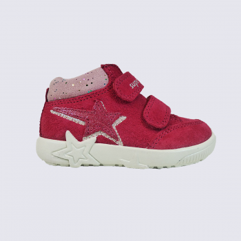Chaussures Superfit, chaussures bébés filles avec paillettes en cuir rose
