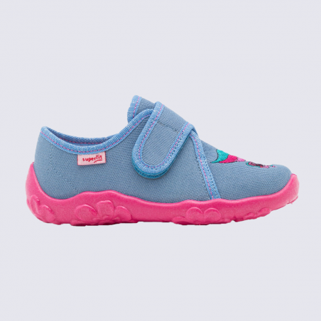 Chaussons Superfit, chaussons à velcros filles bleu rose licorne