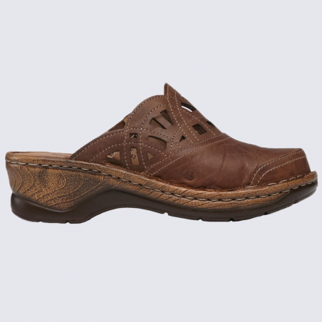 Mules Josef Seibel, mules été confortables femme en cuir marron brandy