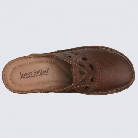 Mules Josef Seibel, mules été confortables femme en cuir marron brandy