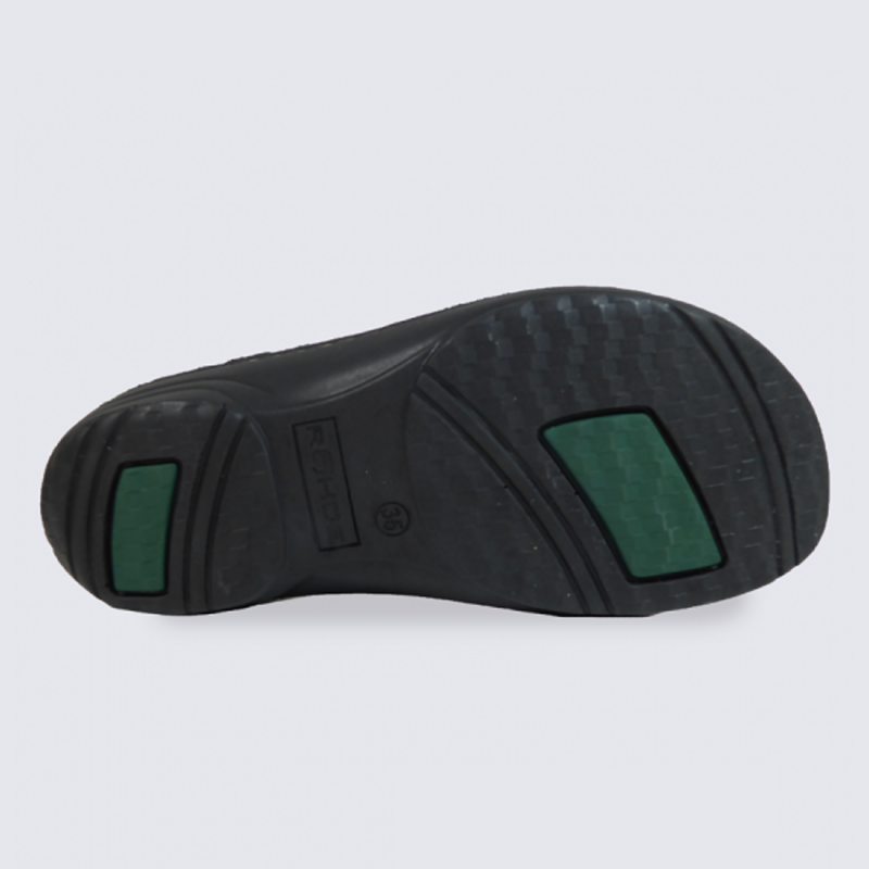 Mules Rohde, mules confortables femme en cuir noir