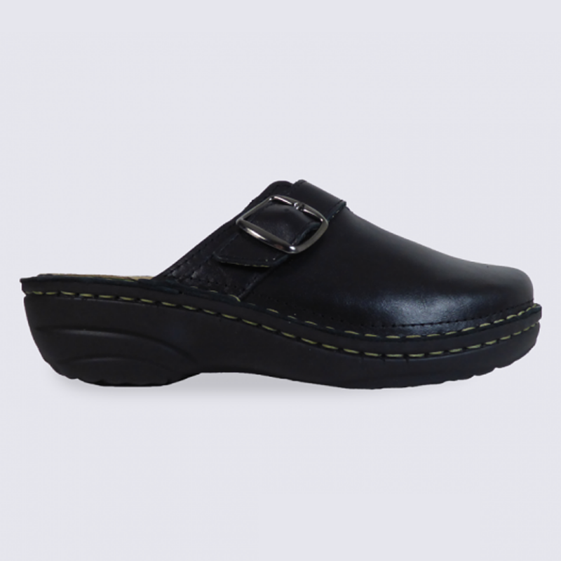 Mules Rohde, mules confortables femme en cuir noir