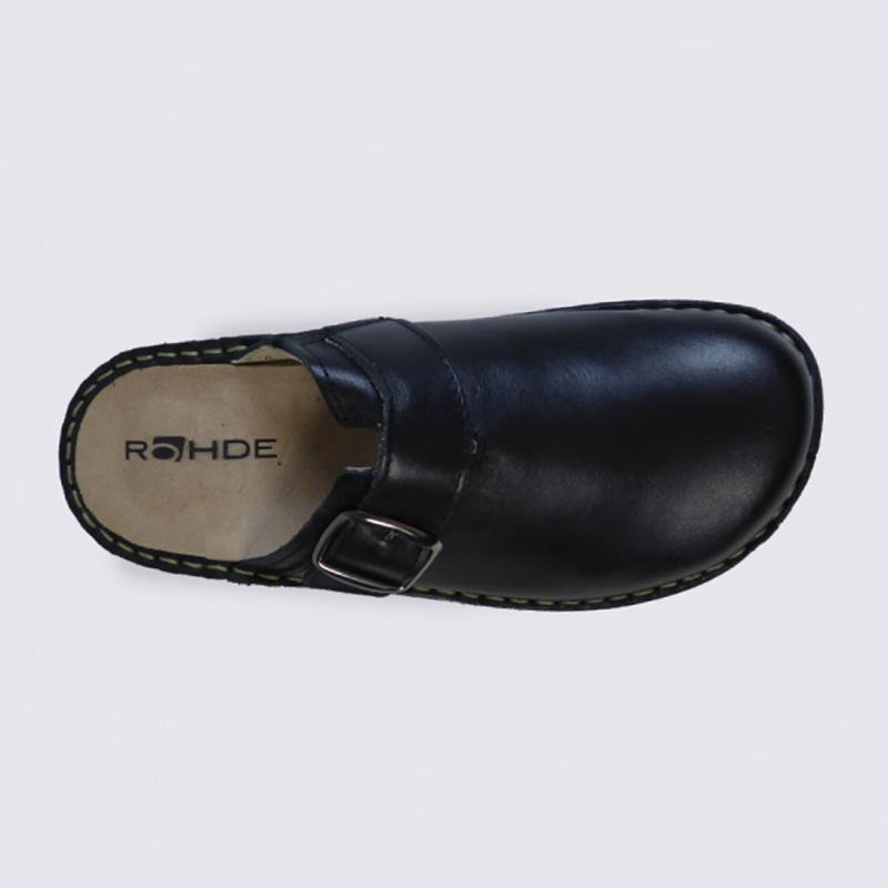 Mules Rohde, mules confortables femme en cuir noir