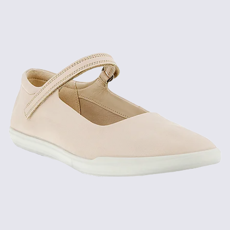 Chaussures Ecco, chaussures confortables pour femme en cuir rose calcaire