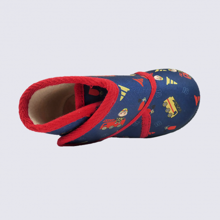 Chaussons Bellamy, chaussons bébé garçons motif pompier marine