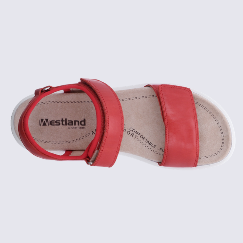 Sandales Westland by Josef Seibel, sandales à brides velcro femme en cuir rouge