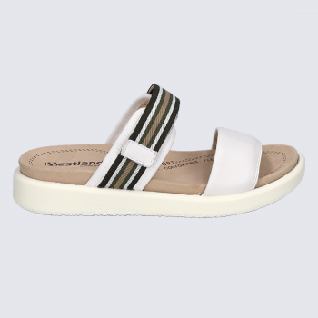 Mules Westland by Josef Seibel, mules à bride velcro femme en cuir blanc