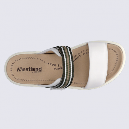 Mules Westland by Josef Seibel, mules à bride velcro femme en cuir blanc