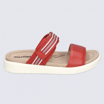 Mules Westland by Josef Seibel, mules à bride velcro femme en cuir rouge