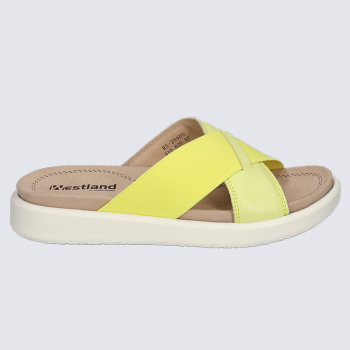 Mules Westland by Josef Seibel, mules à bandes élastiquées femme en cuir citron