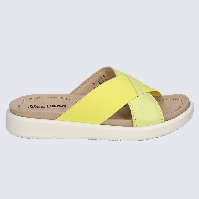 Mules Westland by Josef Seibel, mules à bandes élastiquées femme en cuir citron