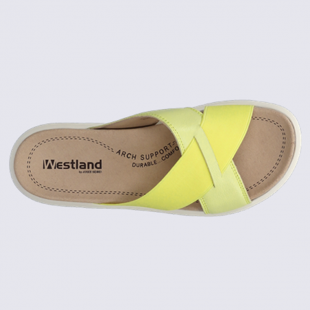 Mules Westland by Josef Seibel, mules à bandes élastiquées femme en cuir citron