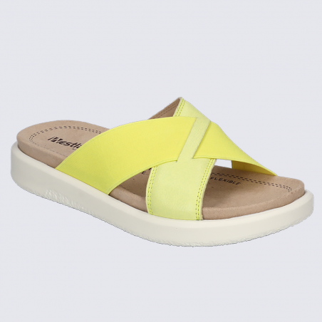 Mules Westland by Josef Seibel, mules à bandes élastiquées femme en cuir citron