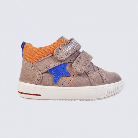 Chaussures Superfit, chaussures à velcros bébé garçon bi-matières beige/orange Chaussures Superfit, chaussures à velcros bébé garçon bi-matières beige/orange