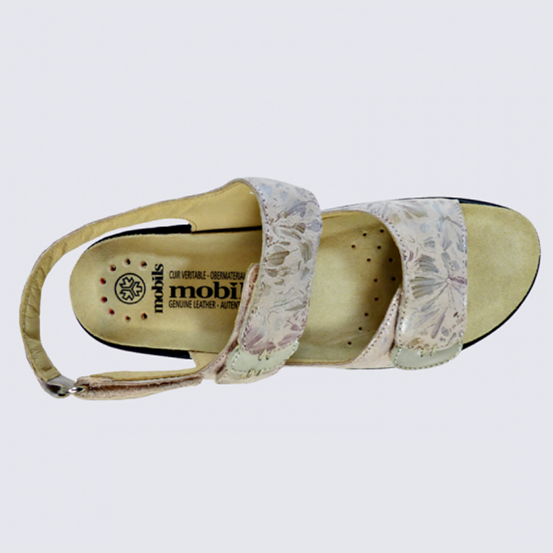 Sandales Mobils, sandales confortables femme en cuir nude