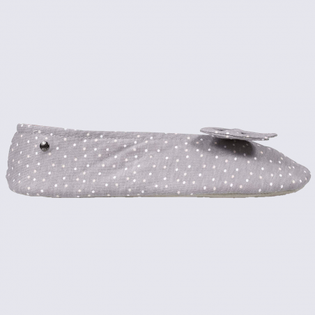 Chaussons Isotoner, chaussons ballerines femme imprimé pois gris Chaussons Isotoner, chaussons ballerines femme imprimé pois gris