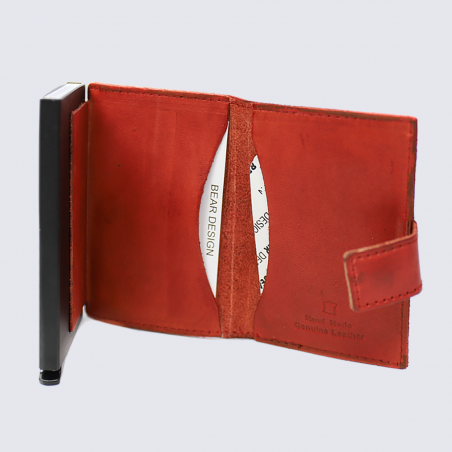 Mini portefeuille Bear, mini portefeuilles intelligent en cuir rouge