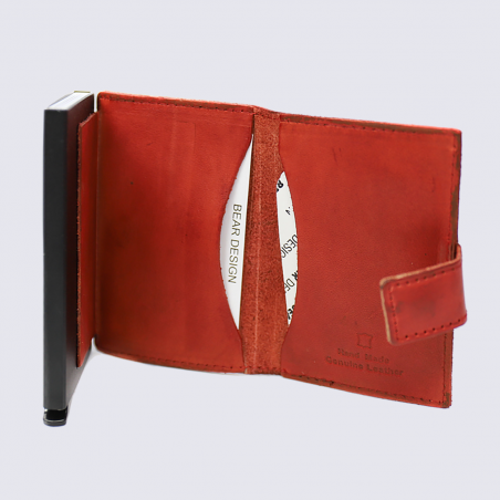 Mini portefeuille Bear, mini portefeuilles intelligent en cuir rouge Mini portefeuille Bear, mini portefeuilles intelligent en cuir rouge