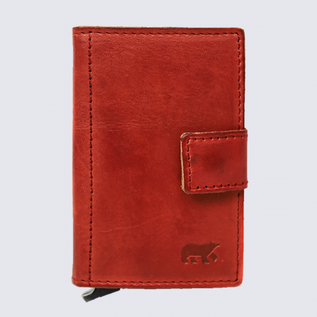 Mini portefeuille Bear, mini portefeuilles intelligent en cuir rouge