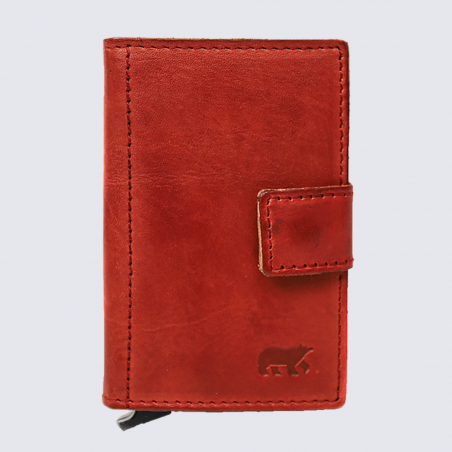 Mini portefeuille Bear, mini portefeuilles intelligent en cuir rouge Mini portefeuille Bear, mini portefeuilles intelligent en cuir rouge
