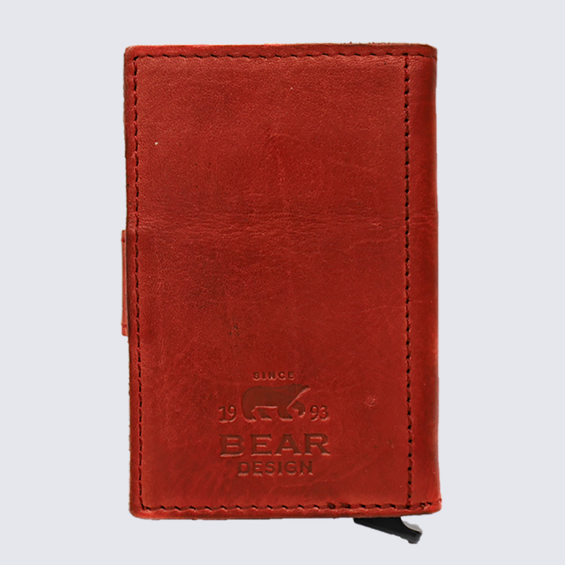 Mini portefeuille Bear, mini portefeuilles intelligent en cuir rouge