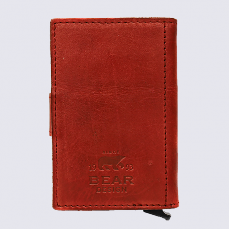 Mini portefeuille Bear, mini portefeuilles intelligent en cuir rouge