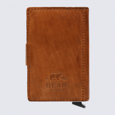 Mini portefeuille Bear, mini portefeuilles intelligent en cuir cognac Mini portefeuille Bear, mini portefeuilles intelligent en cuir cognac