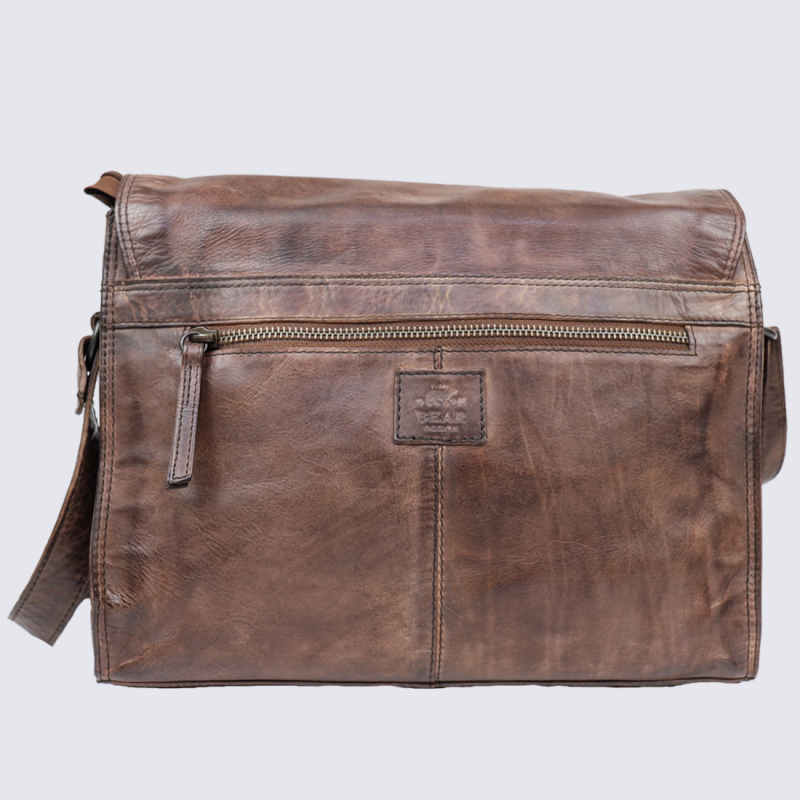 Sac à bandoulière Bear Design, sac à bandoulière tendance en cuir brun