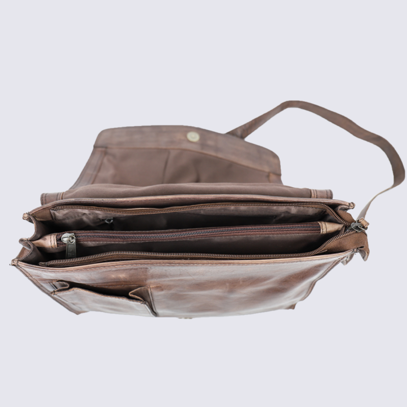 Sac à bandoulière Bear Design, sac à bandoulière tendance en cuir brun