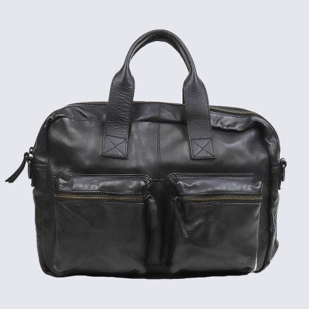 Sac business Bear, sac de travail/ordinateur unisexe en cuir noir