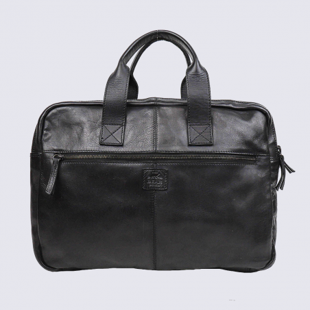 Sac business Bear, sac de travail/ordinateur unisexe en cuir noir