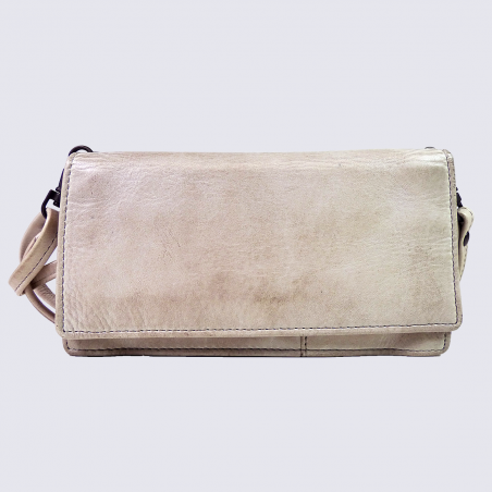 Pochette Bear, pochette à bandoulière femme en cuir gris ice Pochette Bear, pochette à bandoulière femme en cuir gris ice