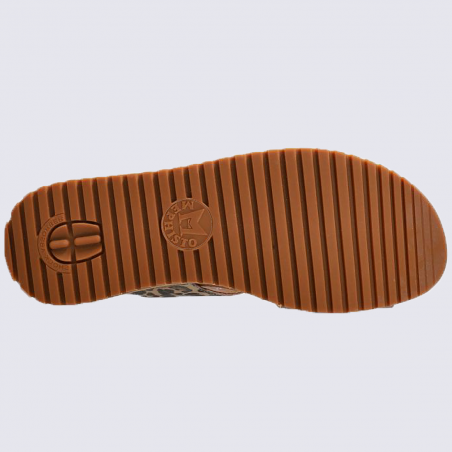 Sandales Mephisto, sandales à plateformes femme imprimé en cuir taupe clair