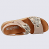 Sandales Mephisto, sandales à plateformes femme imprimé en cuir taupe clair