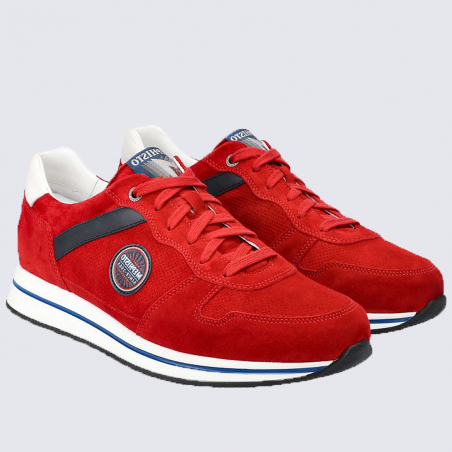 Baskets Mephisto, baskets basses confort homme en cuir velours rouge