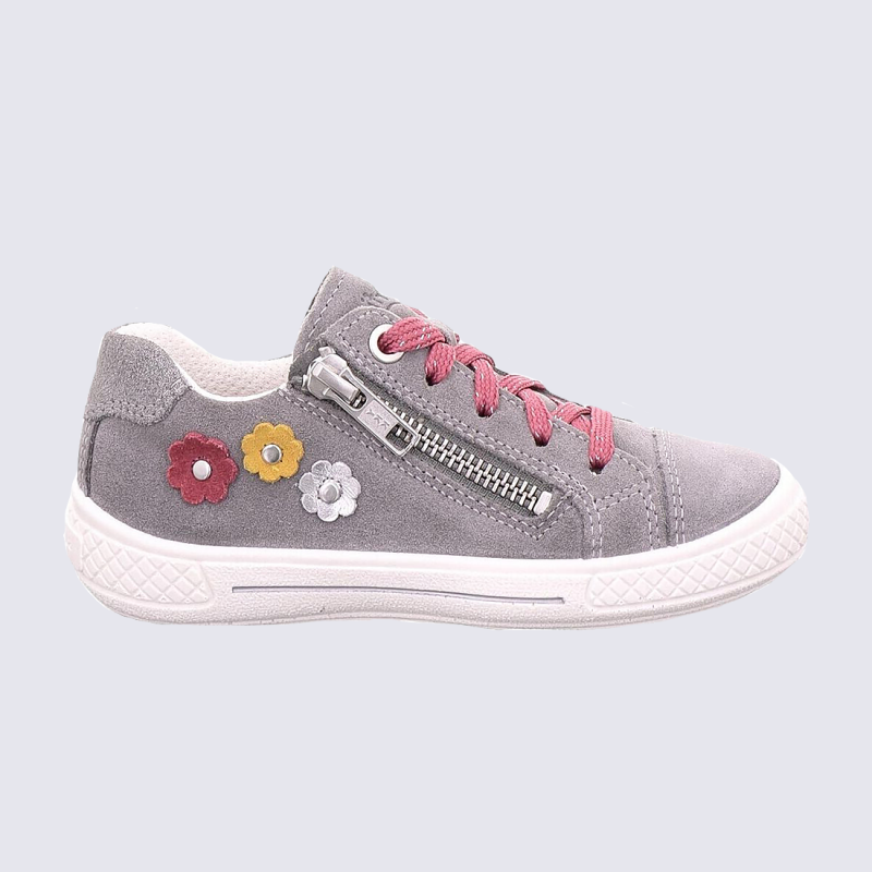 Baskets Superfit baskets a fleurs filles en cuir gris clair Igert Chaussures Maroquinerie
