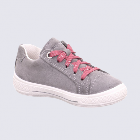 Baskets Superfit, baskets à fleurs filles en cuir gris clair Baskets Superfit, baskets à fleurs filles en cuir gris clair
