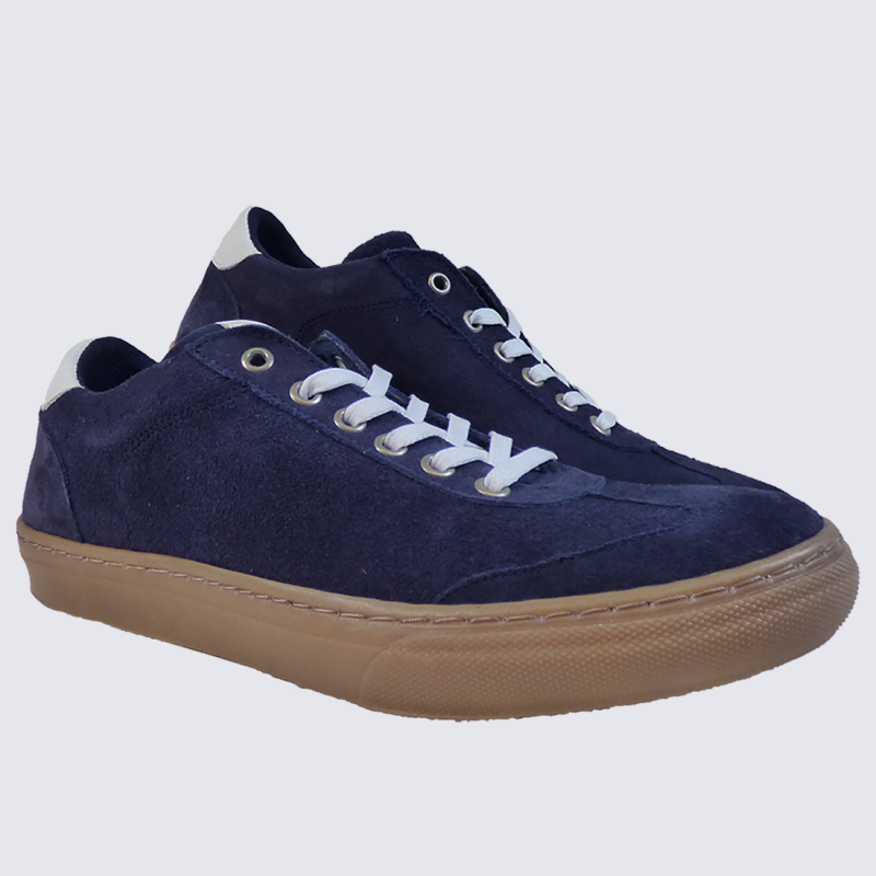 Baskets Arima, baskets confortables homme en cuir bleu jean