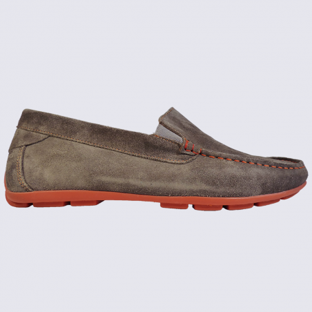 Mocassins Arima, mocassins tendances homme en cuir taupe orange