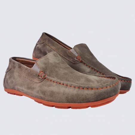 Mocassins Arima, mocassins tendances homme en cuir taupe orange