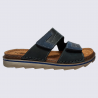 Mules Rohde, mules surpiquées à brides velcros homme en cuir noir Mules Rohde, mules surpiquées à brides velcros homme en cuir noir