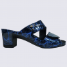 Mules Vital, mules à talons tendance femme en croco vernis ocean Mules Vital, mules à talons tendance femme en croco vernis ocean