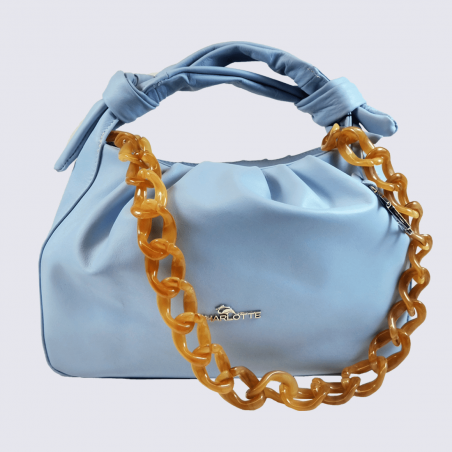 Sac à main Charlotte, sac à main tendance femme en cuir bleu céleste Sac à main Charlotte, sac à main tendance femme en cuir bleu céleste