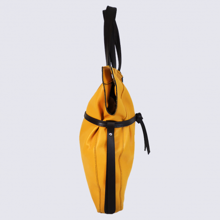 Sac porté épaule Charlotte, sac porté épaule resserré par un nœud femme en cuir jaune tournesol Sac porté épaule Charlotte, sac porté épaule resserré par un nœud femme en cuir jaune tournesol