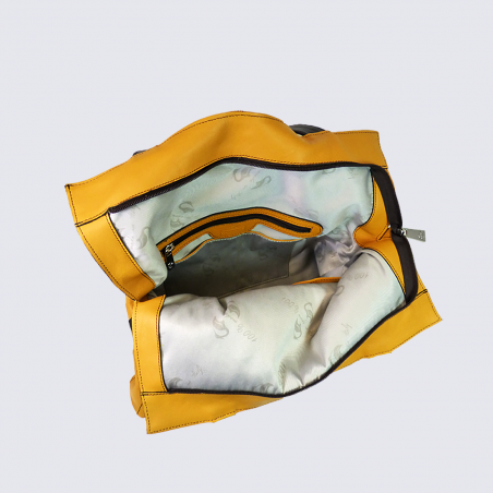 Sac porté épaule Charlotte, sac porté épaule resserré par un nœud femme en cuir jaune tournesol Sac porté épaule Charlotte, sac porté épaule resserré par un nœud femme en cuir jaune tournesol